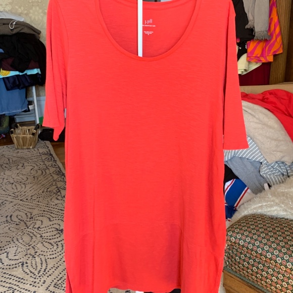 J jill Pima dipped hem tunic in orange red. Worn 2x - Picture 3 of 6